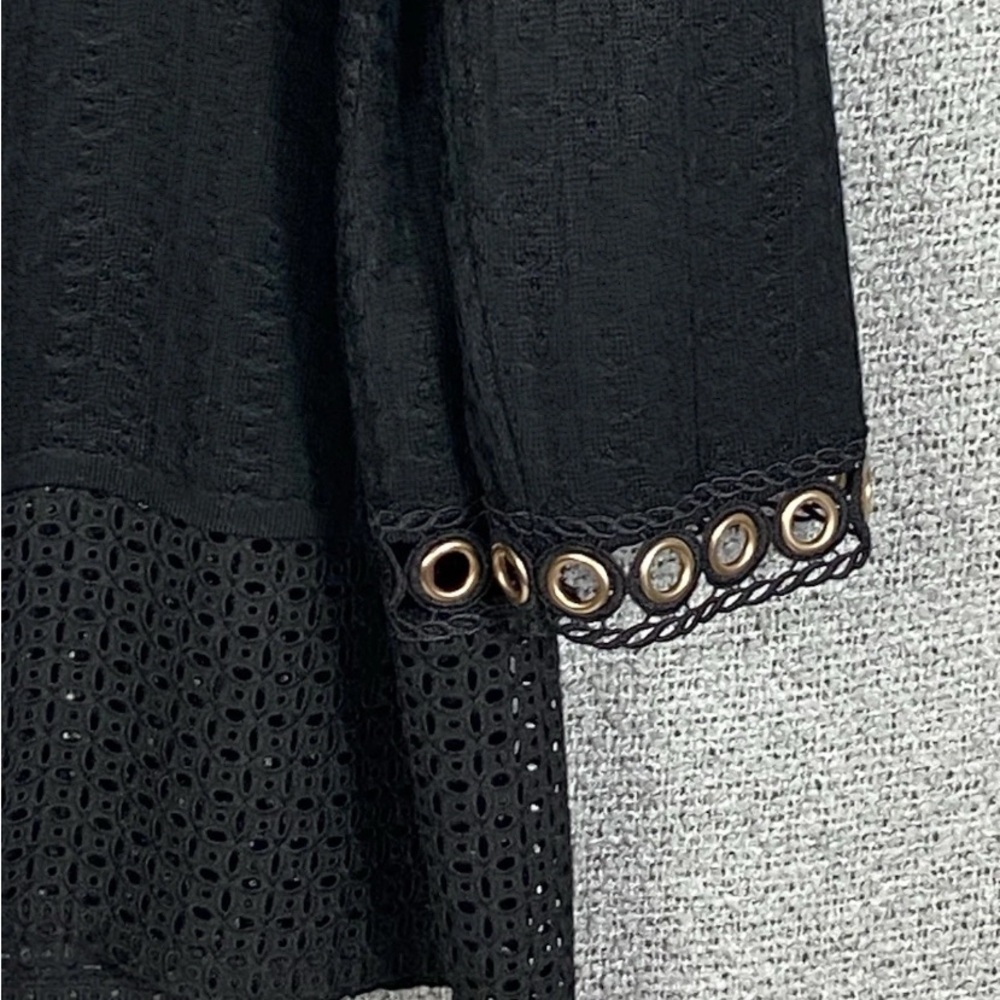 Ming Wang Sweater Cardigan Womens L Eyelet Panels Professional Classic Old Money - Picture 11 of 16